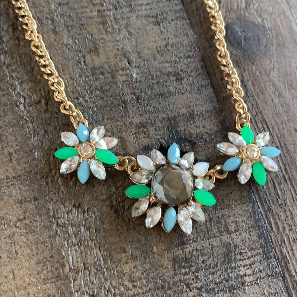 Green Blue Flower Necklace earring set